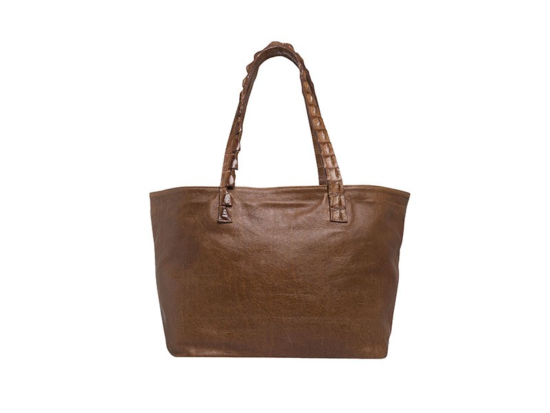 Irina Tote - Soft Leather With Crocodile Handle Irina Tote - Soft Leather With Crocodile Handle